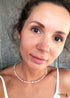 Boho Necklace,Seed Bead Choker, Black and White Crystal